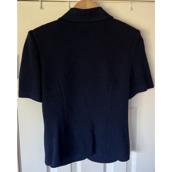 St John Vintage Basics Blazer Jacket Womens Navy Santana Knit Luxury - Picture 5 of 7